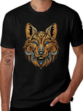 Tribal Wolf Graphic Black Tee - Unique Animal Print product image 1