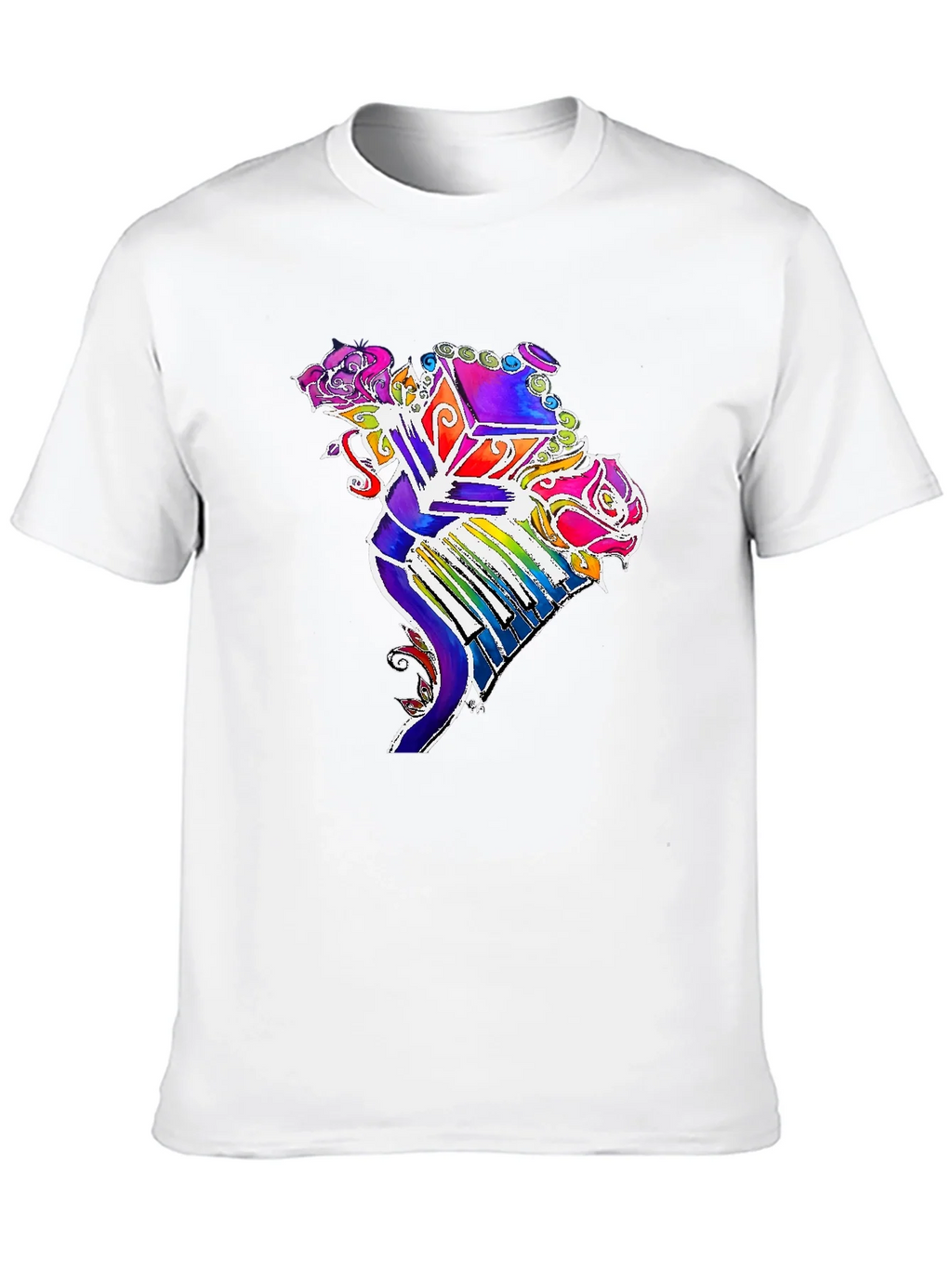 Floral Piano T-Shirt - Colorful Music Tee product image 2