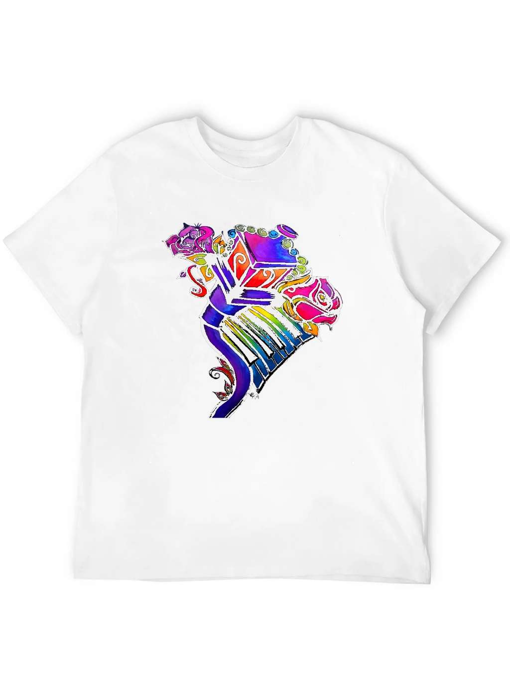Floral Piano T-Shirt - Colorful Music Tee product image 4
