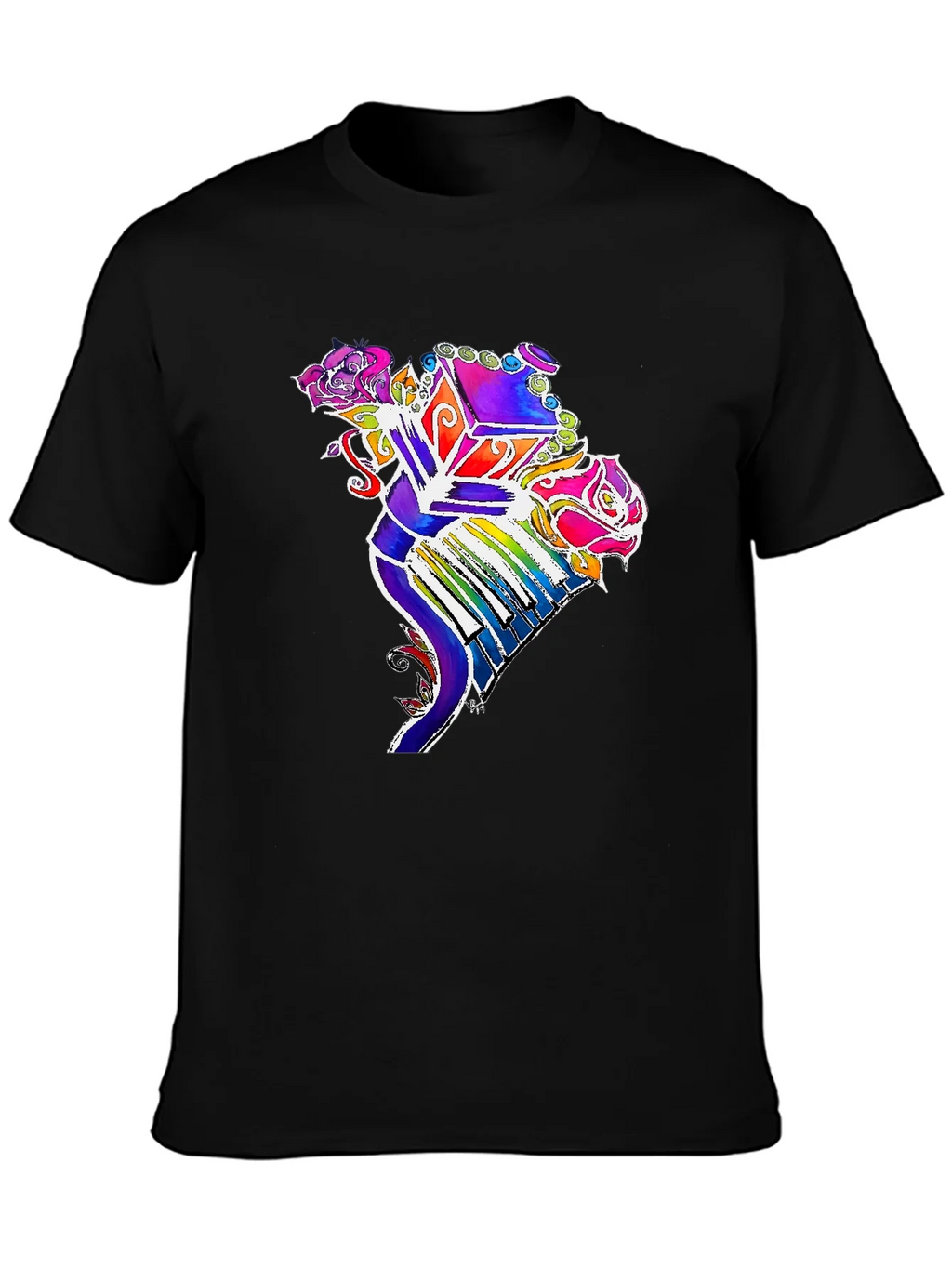 Floral Piano T-Shirt - Colorful Music Tee product image 1