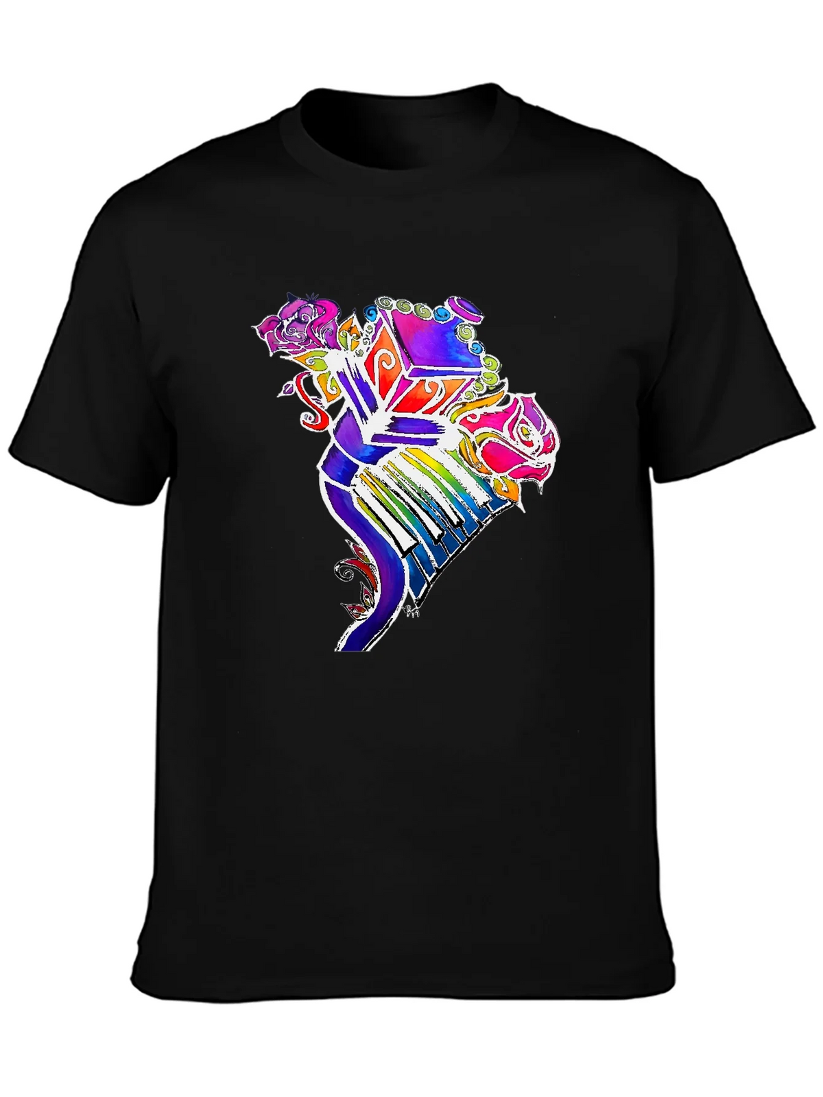 Floral Piano T-Shirt - Colorful Music Tee product image 1