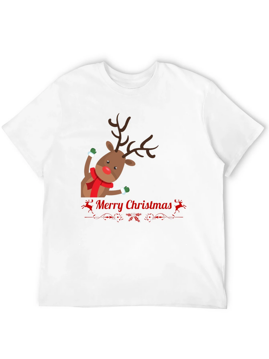 Festive Reindeer Merry Christmas Black T-shirt product image 11