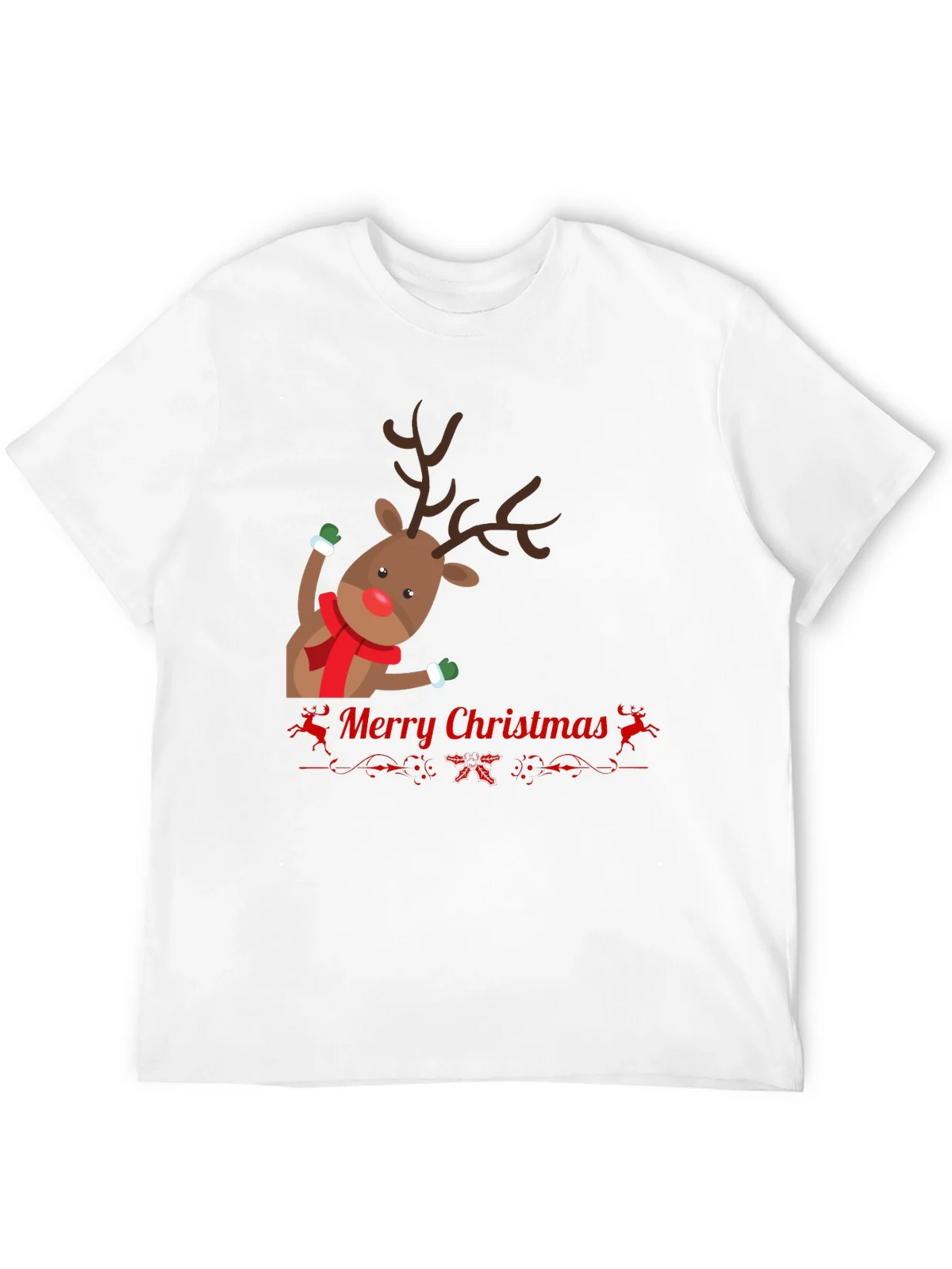 Festive Reindeer Merry Christmas Black T-shirt product image 11