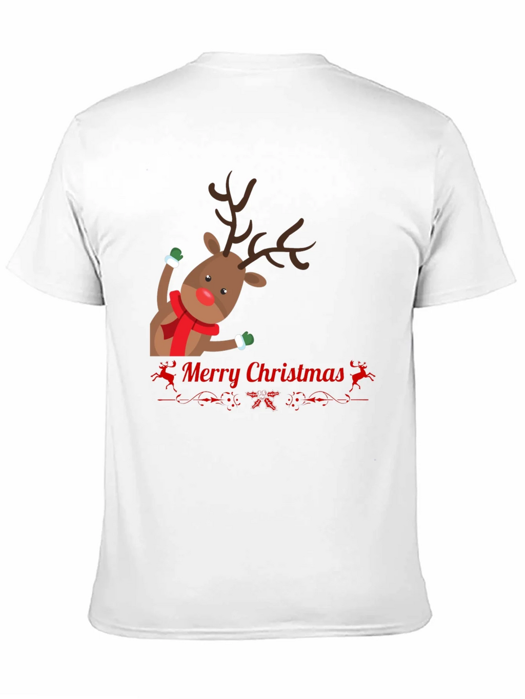 Festive Reindeer Merry Christmas Black T-shirt product image 10