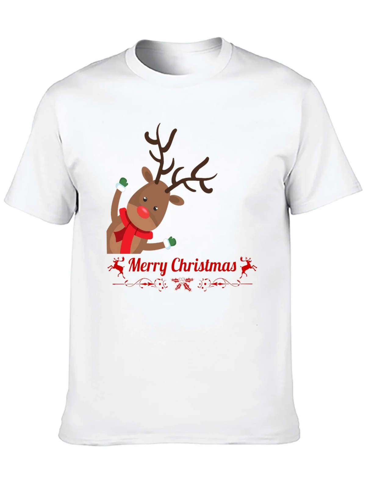 Festive Reindeer Merry Christmas Black T-shirt product image 9