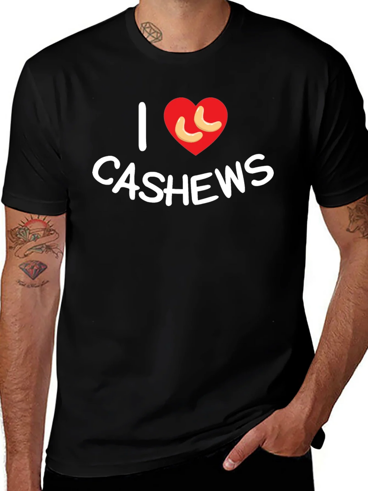 I Heart Cashews Black T-Shirt - Nut Lover Tee product image 1