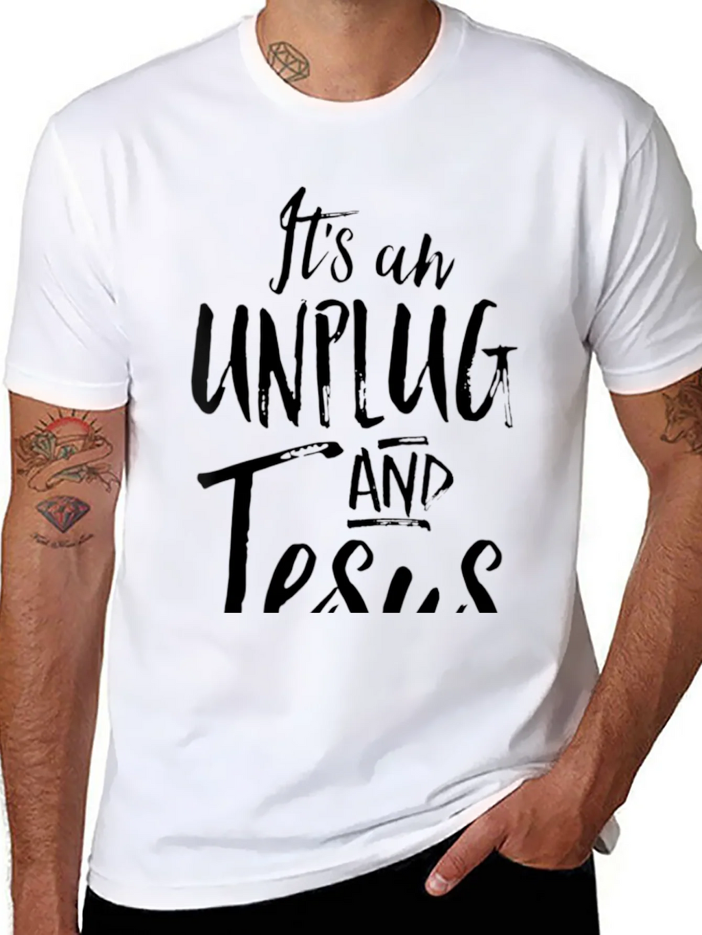 Unplug and Trust Jesus Graphic Tee product image 4