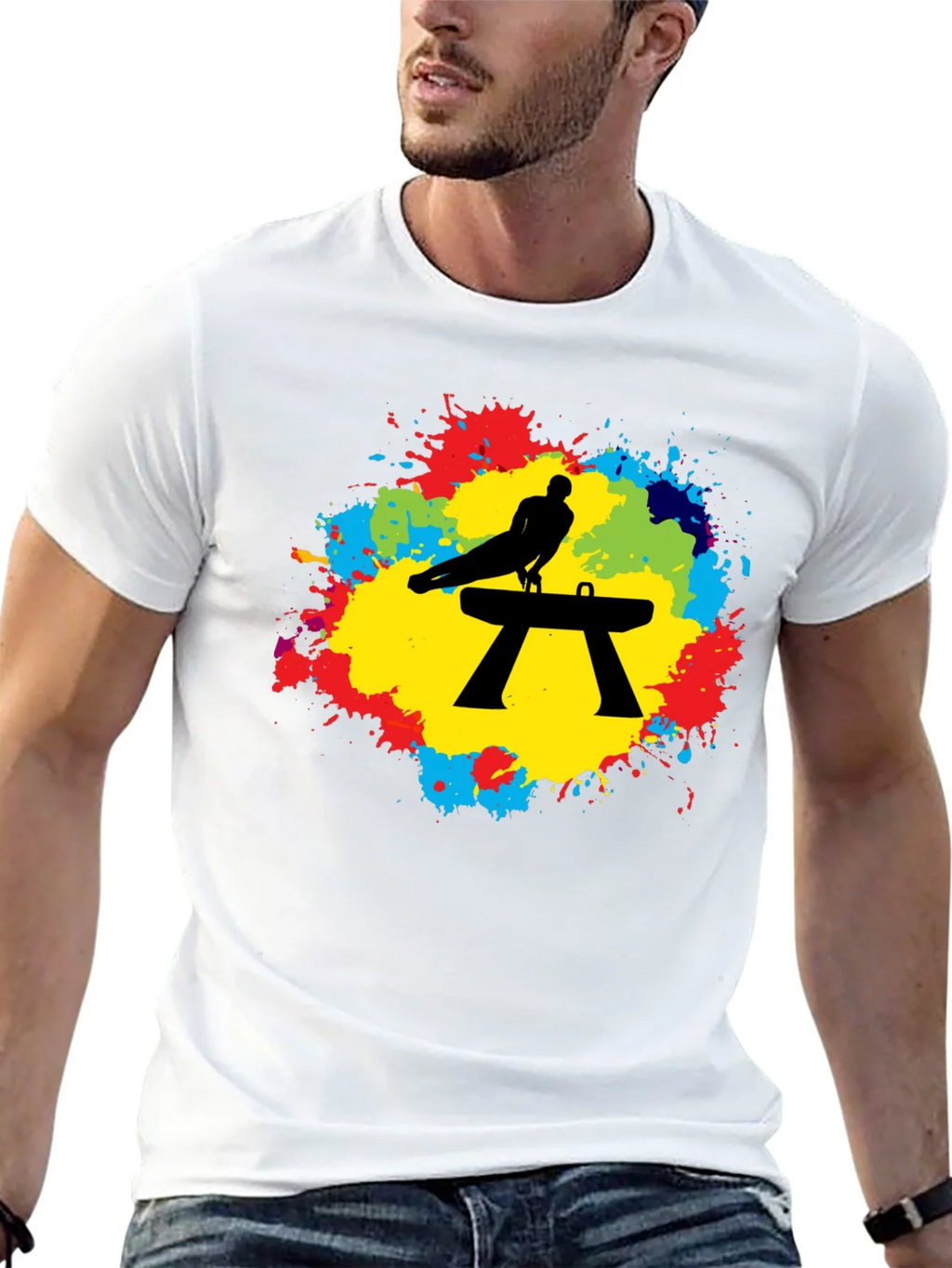 Gymnast Pommel Horse T-Shirt - Colorful Splash Design product image 12