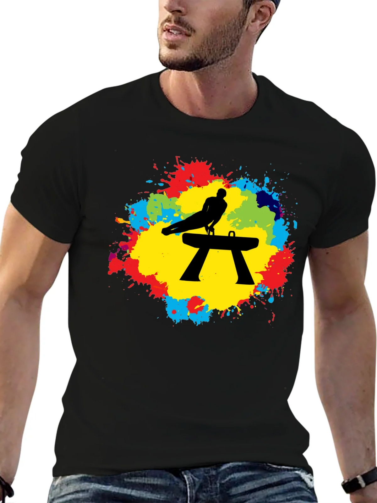 Gymnast Pommel Horse T-Shirt - Colorful Splash Design product image 6