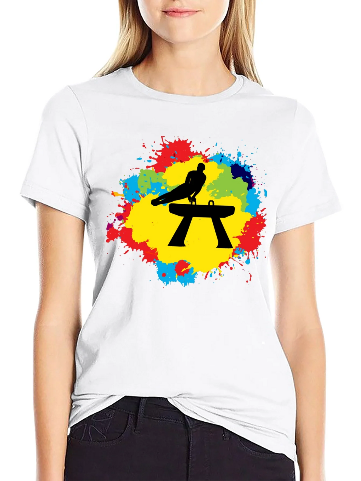 Gymnast Pommel Horse T-Shirt - Colorful Splash Design product image 8
