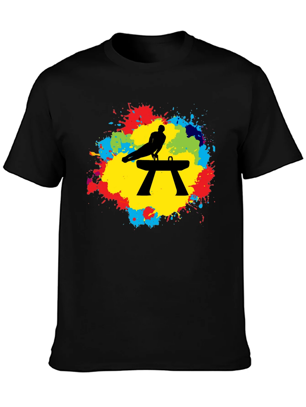 Gymnast Pommel Horse T-Shirt - Colorful Splash Design product image 3