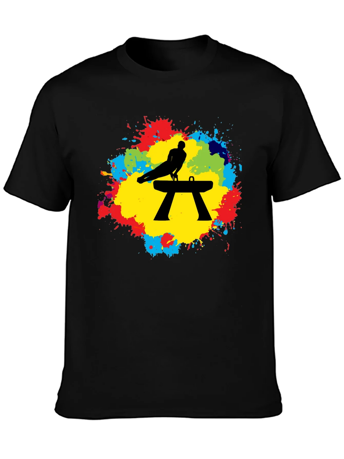 Gymnast Pommel Horse T-Shirt - Colorful Splash Design product image 3