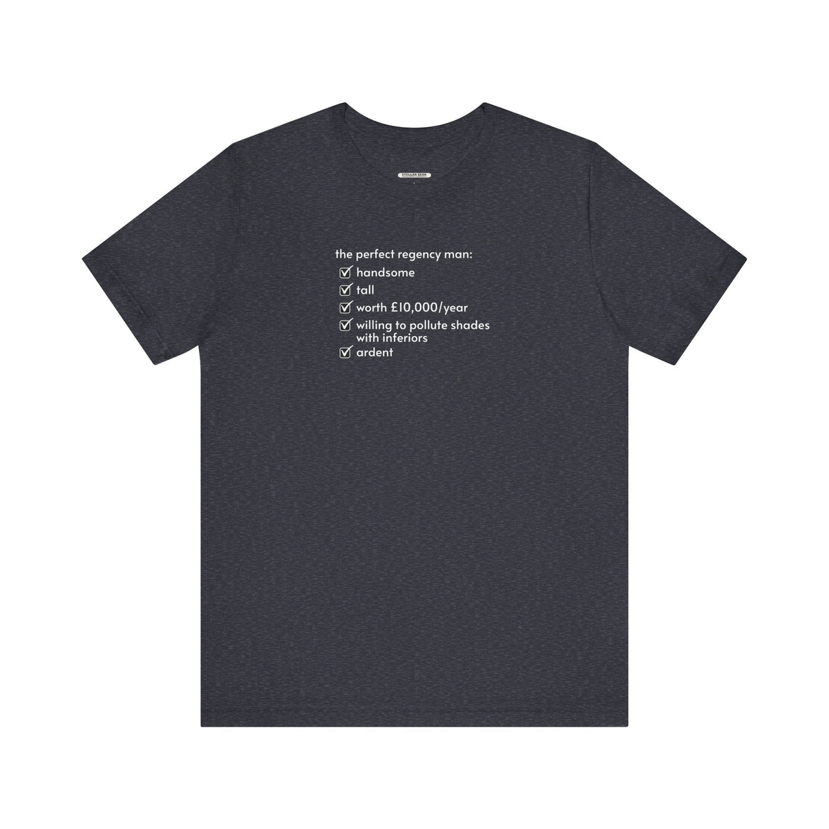 The Perfect Regency Man Checklist T-Shirt (Jane Austen) product image 13