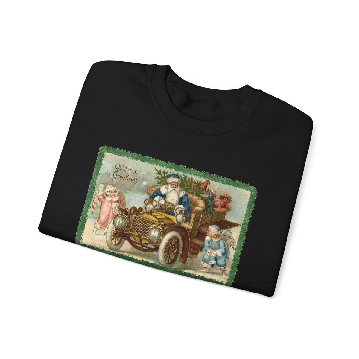 Snowball Fighting Angels with Santa 1900s Vintage Graphic product image 7