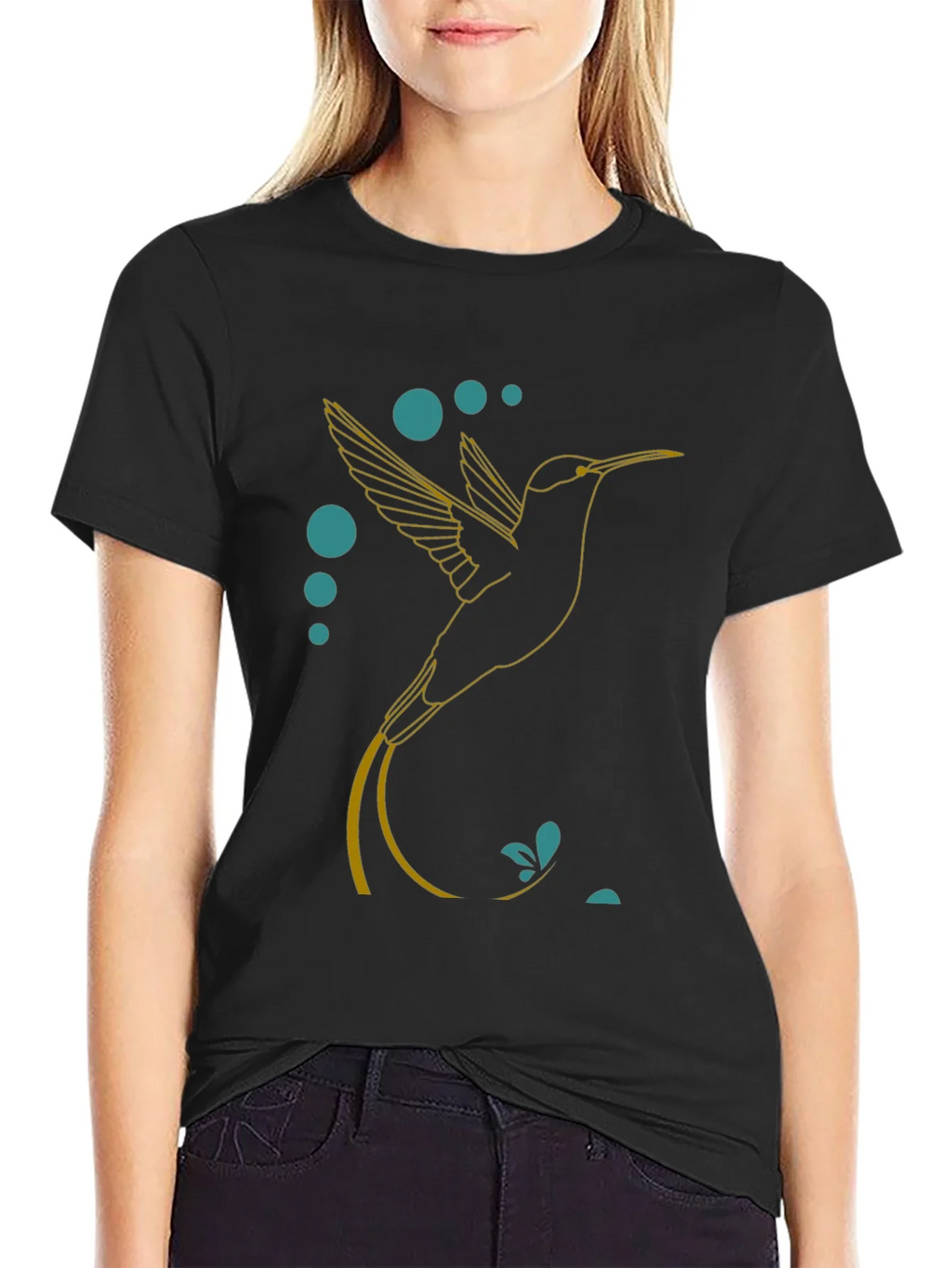 Hummingbird Graphic Tee - Stylish Black T-Shirt product image 1