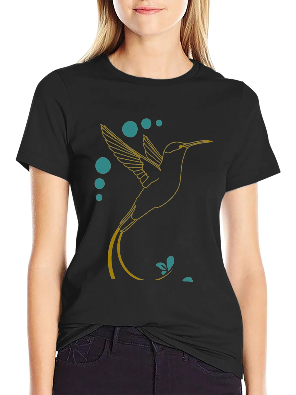 Hummingbird Graphic Tee - Stylish Black T-Shirt product image 1