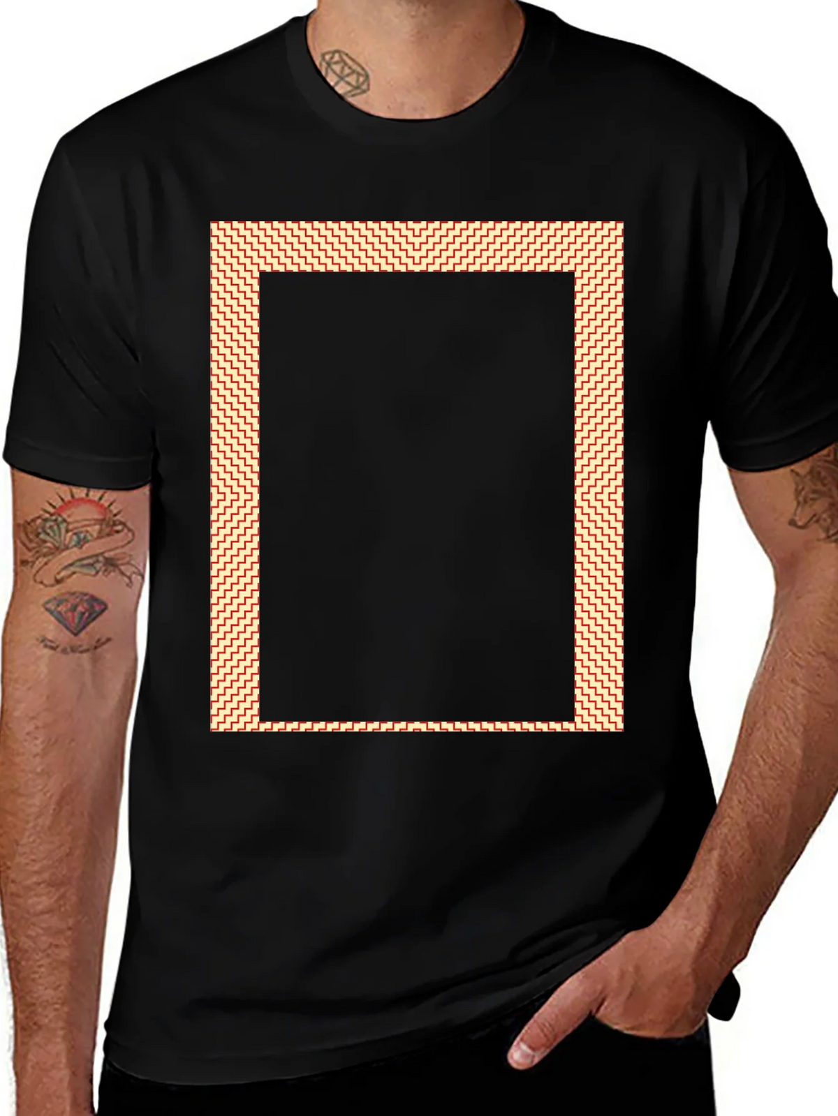 Black Graphic Tee with Rectangle Design product image 1