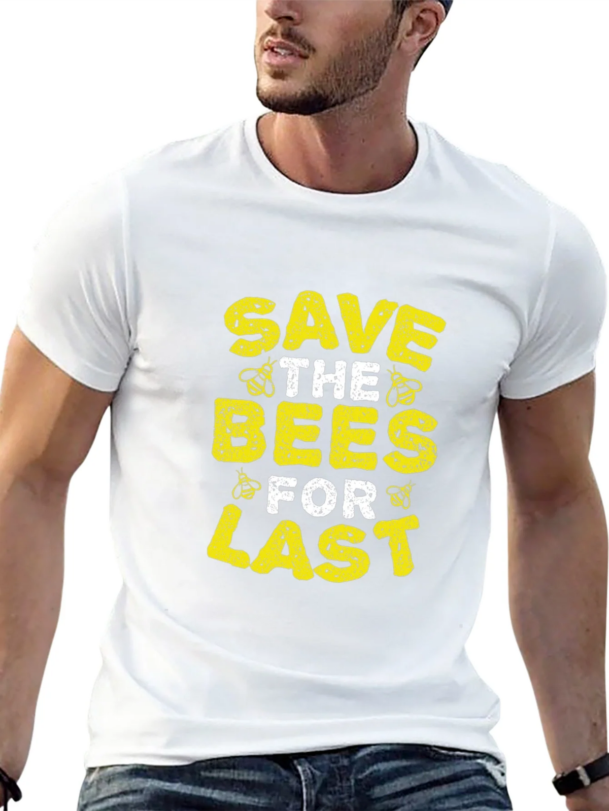 Save the Bees Graphic T-Shirt - Black Cotton Tee product image 4