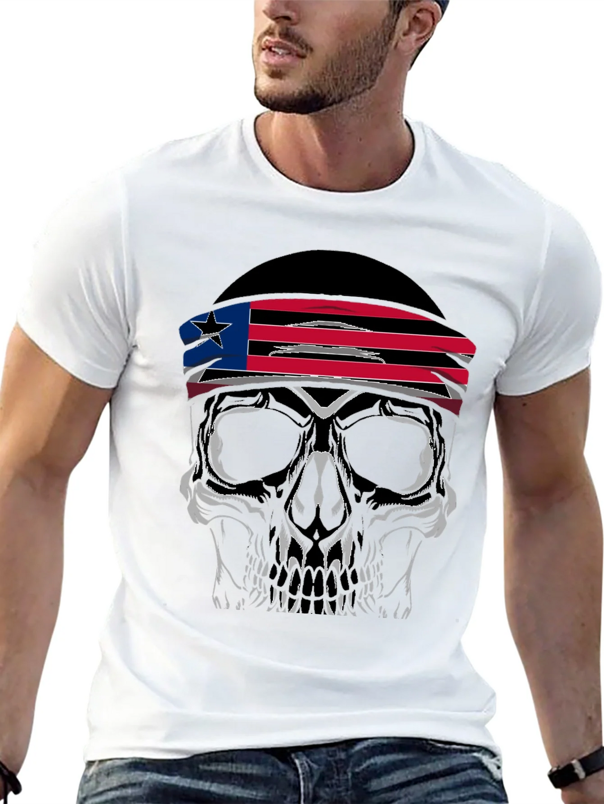 Skull Headband Graphic Tee - Mens Black T-Shirt product image 3