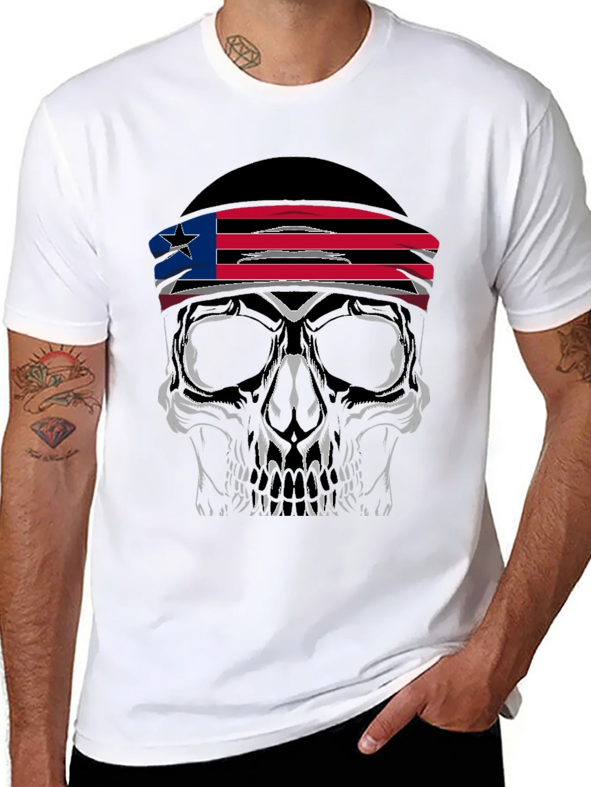 Skull Headband Graphic Tee - Mens Black T-Shirt product image 1