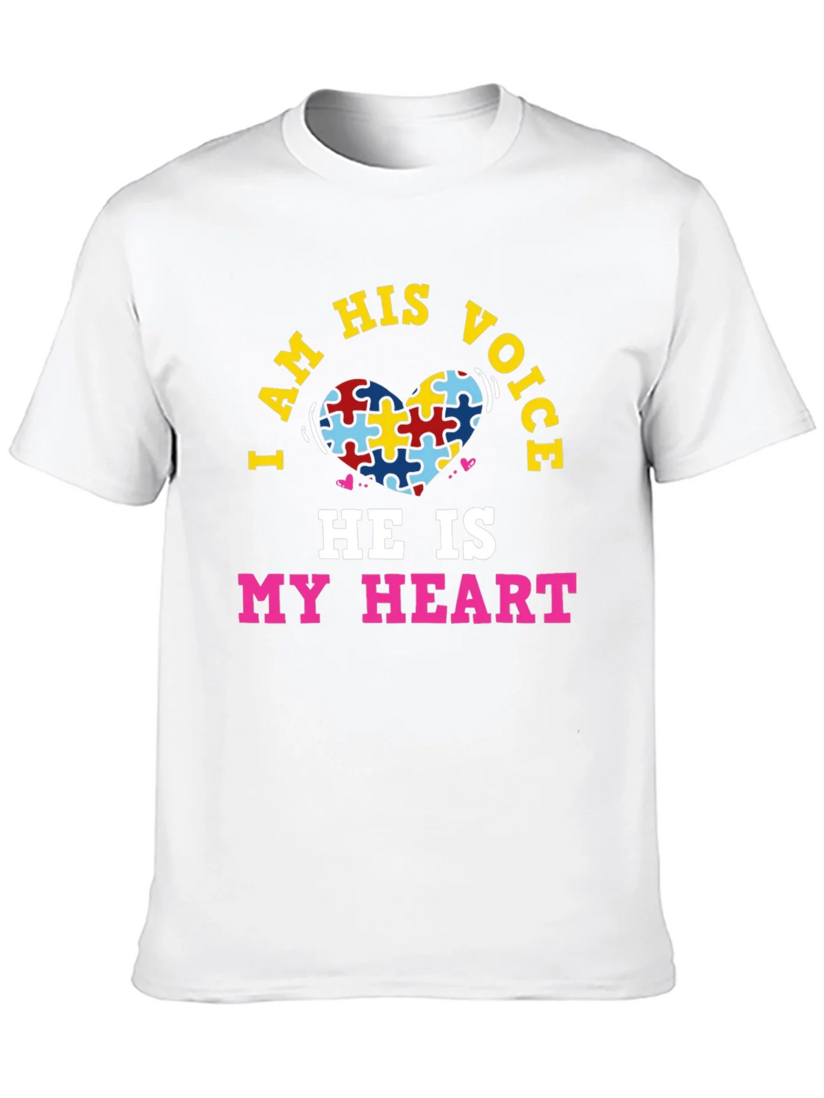 Autism Awareness Puzzle Heart T-Shirt - I Am His Voice product image 2