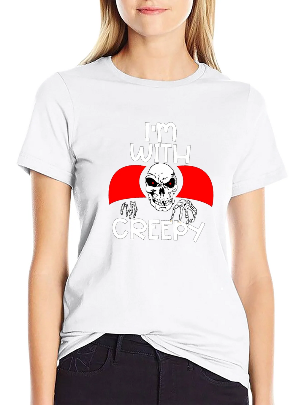 Im With Creepy Skull Graphic Tee - Halloween product image 8