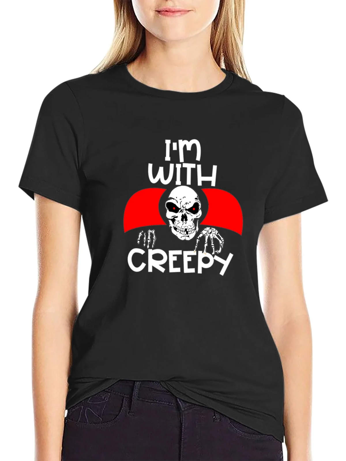 Im With Creepy Skull Graphic Tee - Halloween product image 2