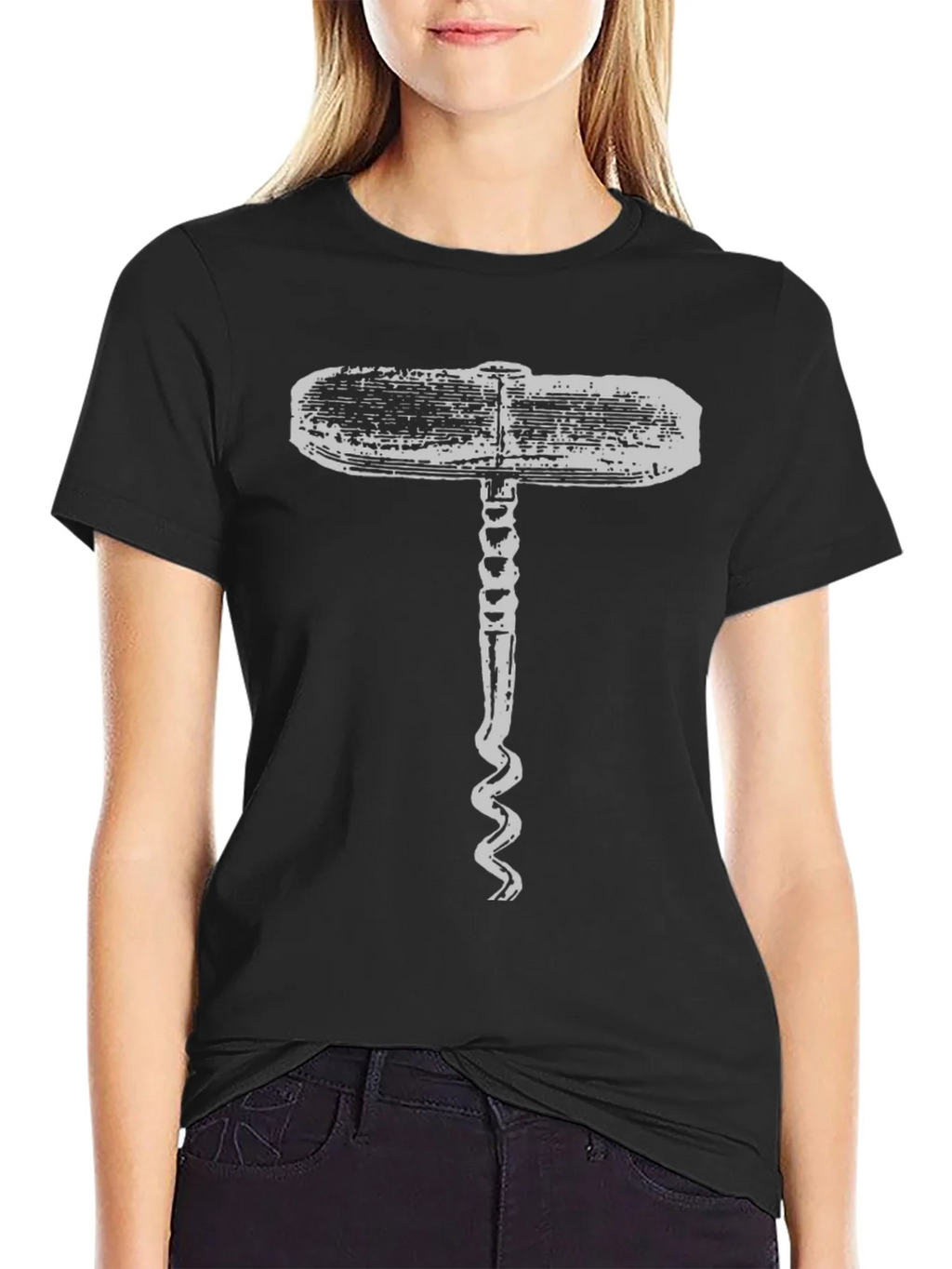 Novelty Corkscrew Graphic Black T-Shirt product image 1