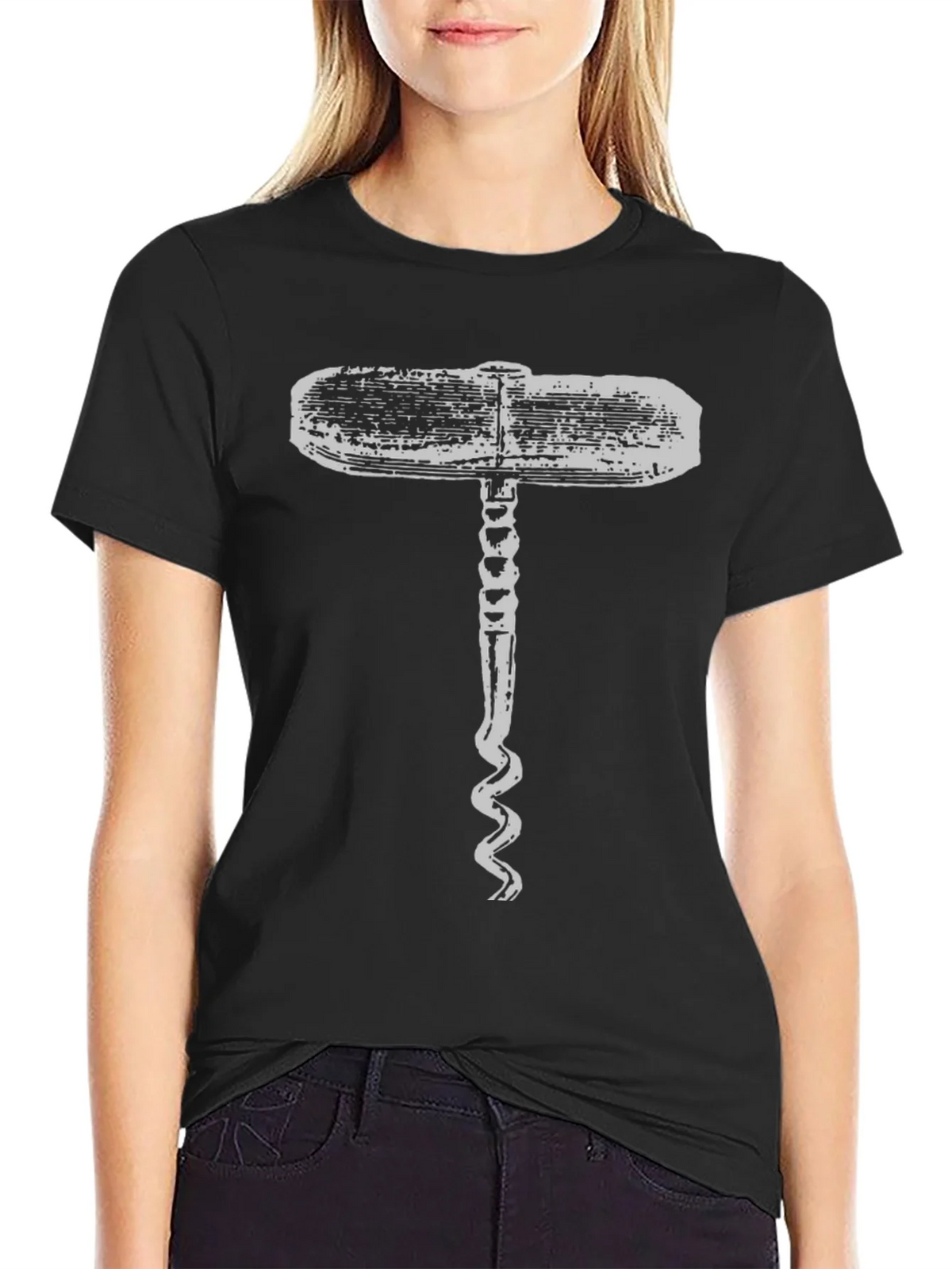 Novelty Corkscrew Graphic Black T-Shirt product image 1