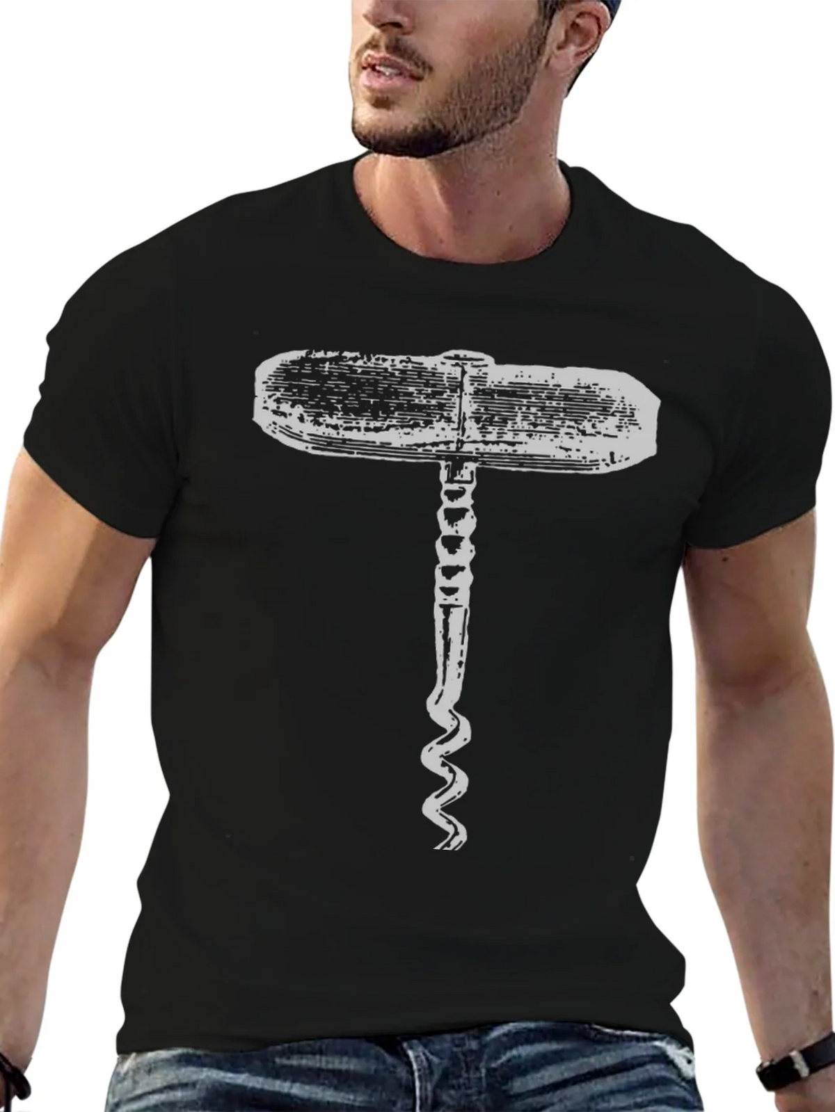 Novelty Corkscrew Graphic Black T-Shirt product image 2