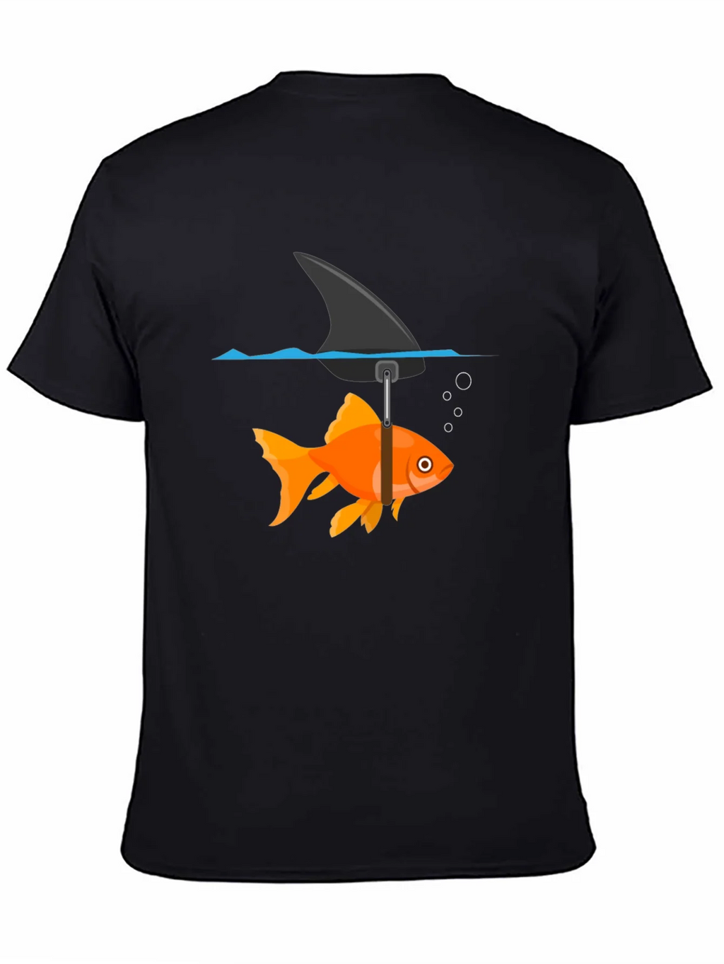 Funny Goldfish Shark Fin Black T-Shirt product image 3