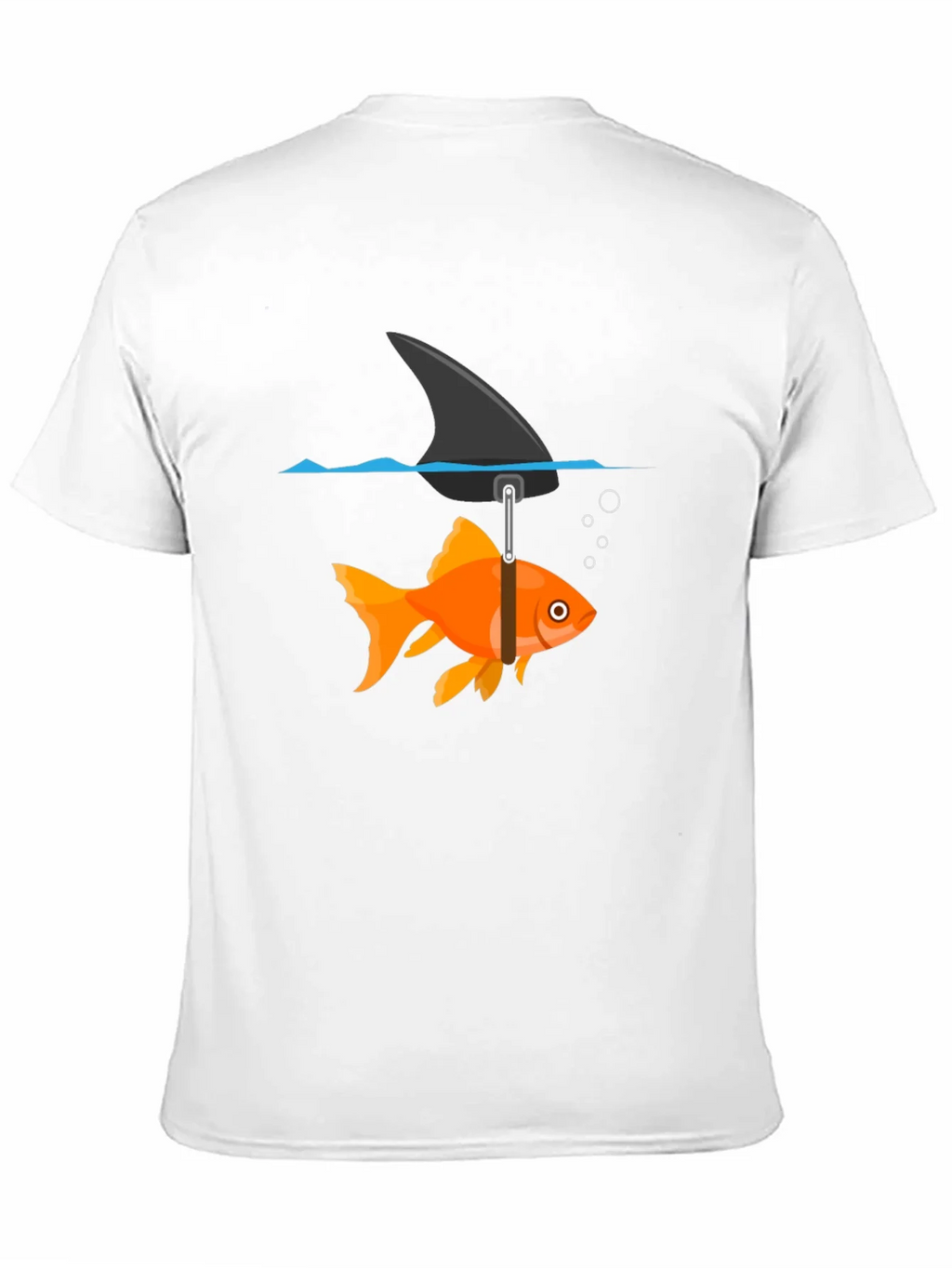 Funny Goldfish Shark Fin Black T-Shirt product image 9