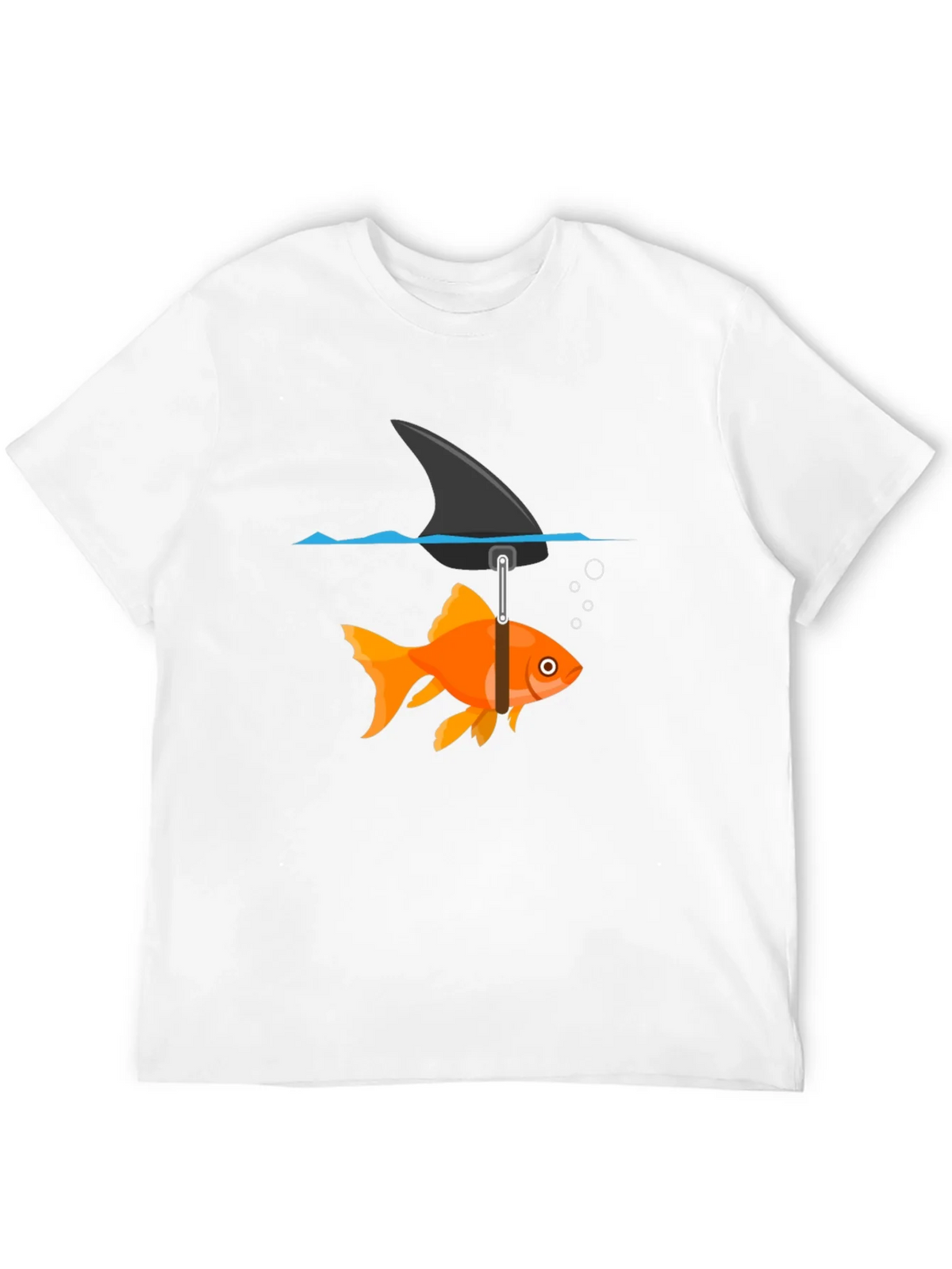 Funny Goldfish Shark Fin Black T-Shirt product image 10