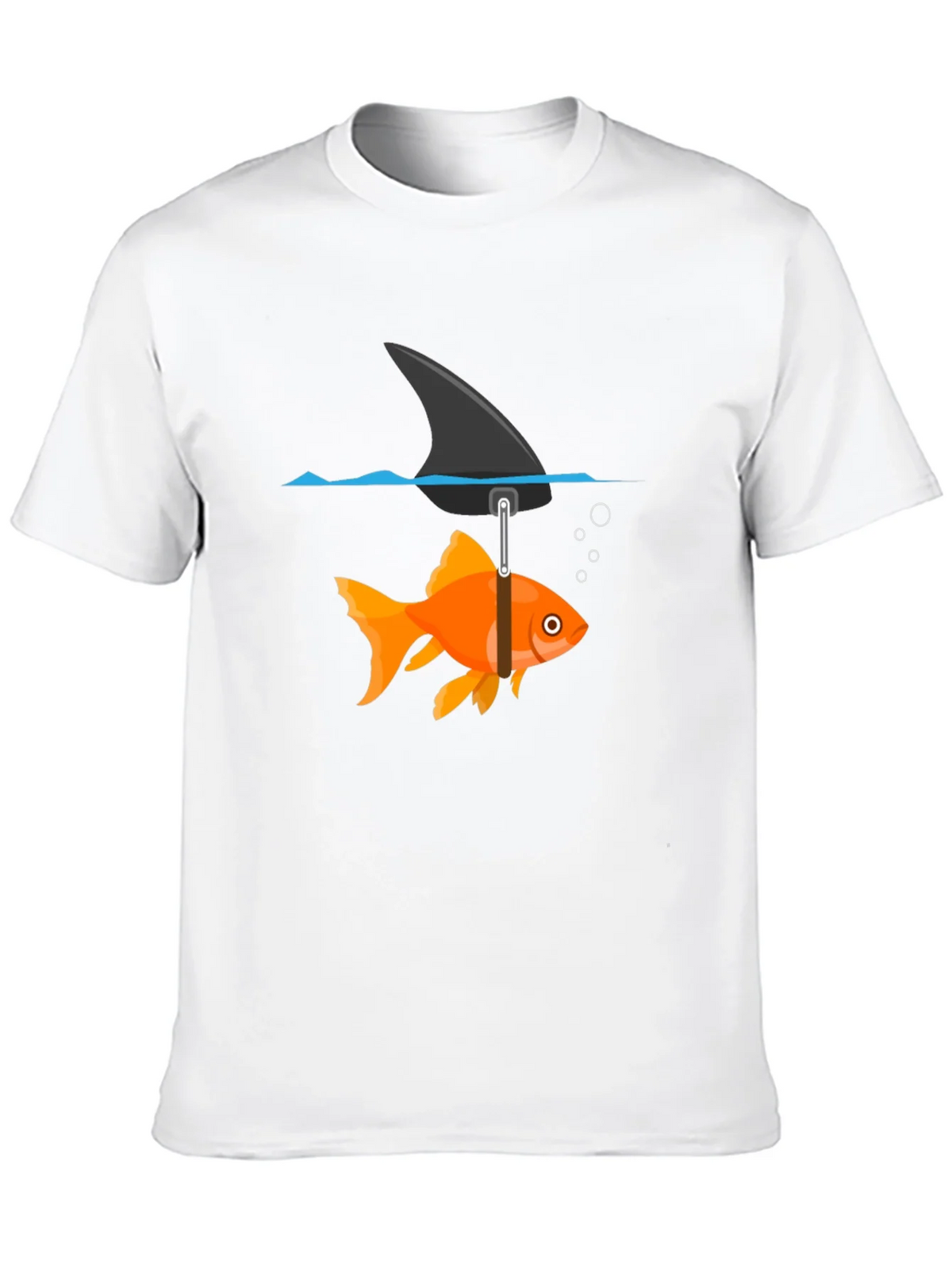 Funny Goldfish Shark Fin Black T-Shirt product image 8