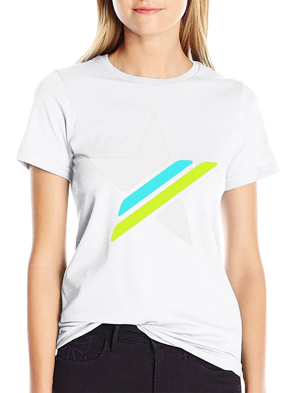 Graphic Tee - White Star with Green & Blue Stripes product image 8