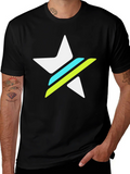 Graphic Tee - White Star with Green & Blue Stripes product image 1