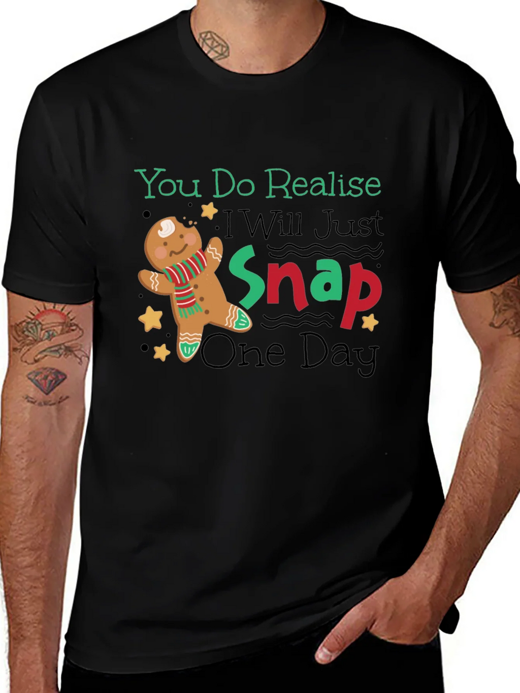 Gingerbread Man Snap Funny T-Shirt product image 1