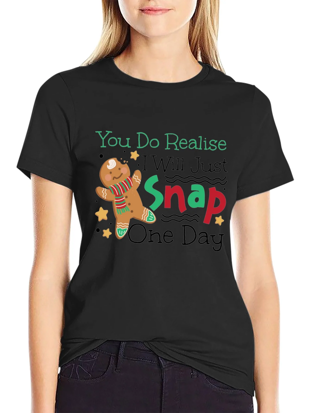 Gingerbread Man Snap Funny T-Shirt product image 2