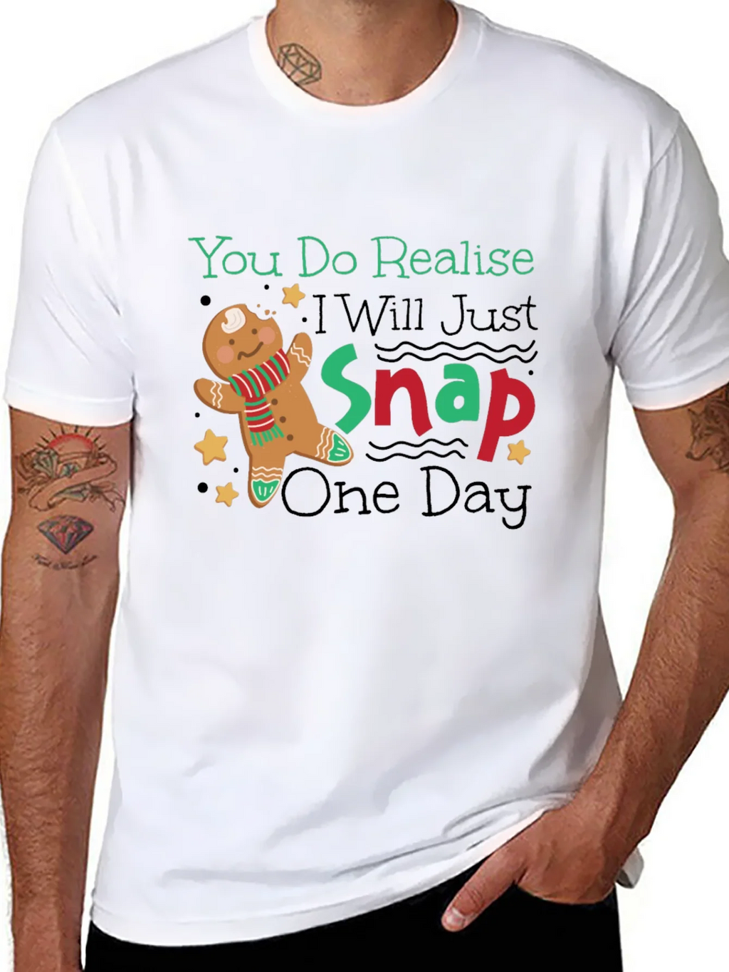 Gingerbread Man Snap Funny T-Shirt product image 7