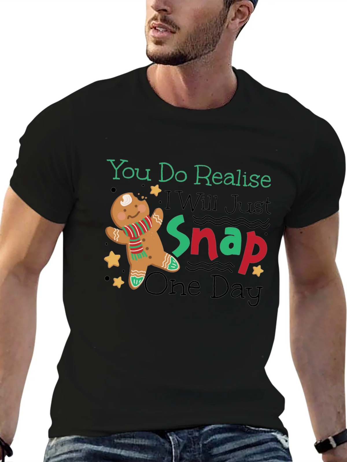 Gingerbread Man Snap Funny T-Shirt product image 6
