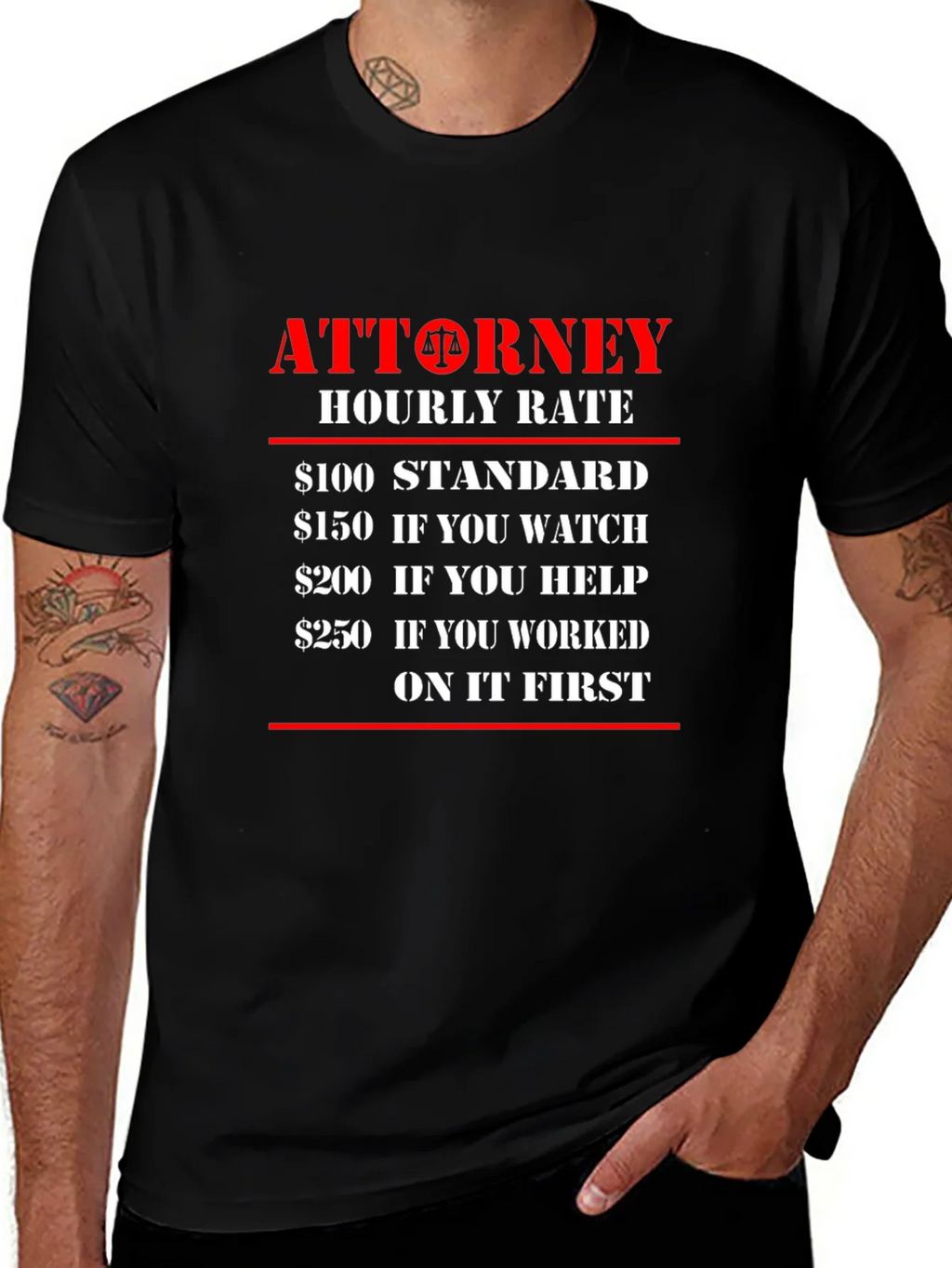 Attorney Hourly Rate Novelty T-Shirt - Legal Humor product image 1