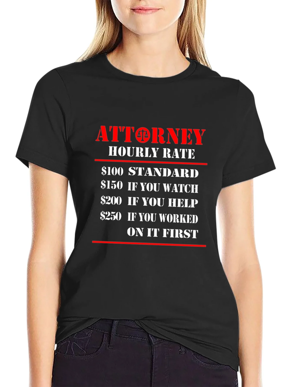 Attorney Hourly Rate Novelty T-Shirt - Legal Humor product image 2