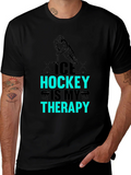 Ice Hockey Is My Therapy Black Graphic T-Shirt product image 1