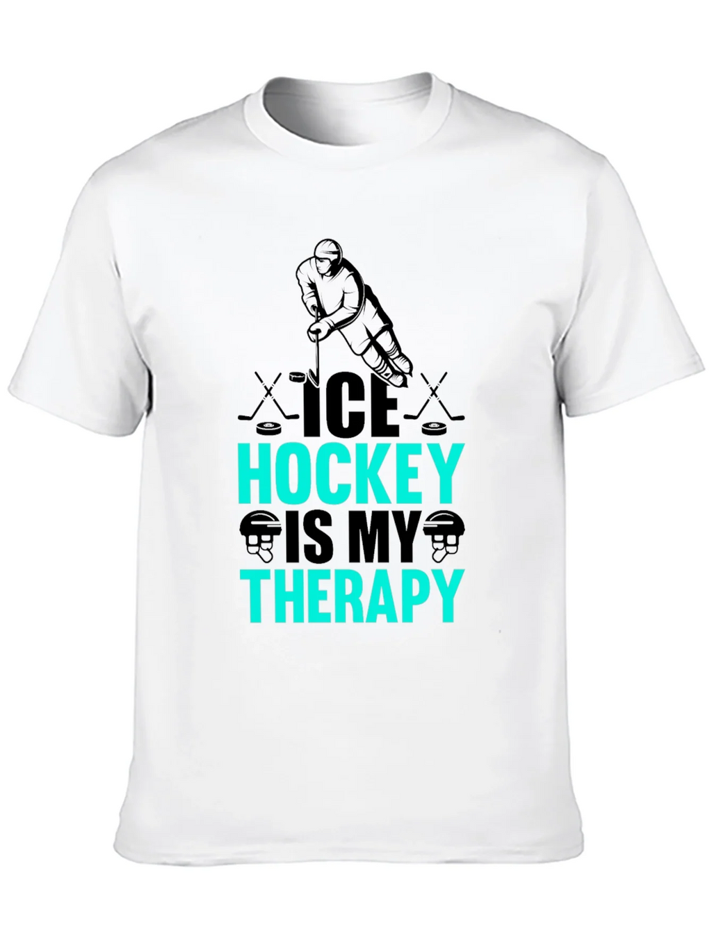 Ice Hockey Is My Therapy Black Graphic T-Shirt product image 7