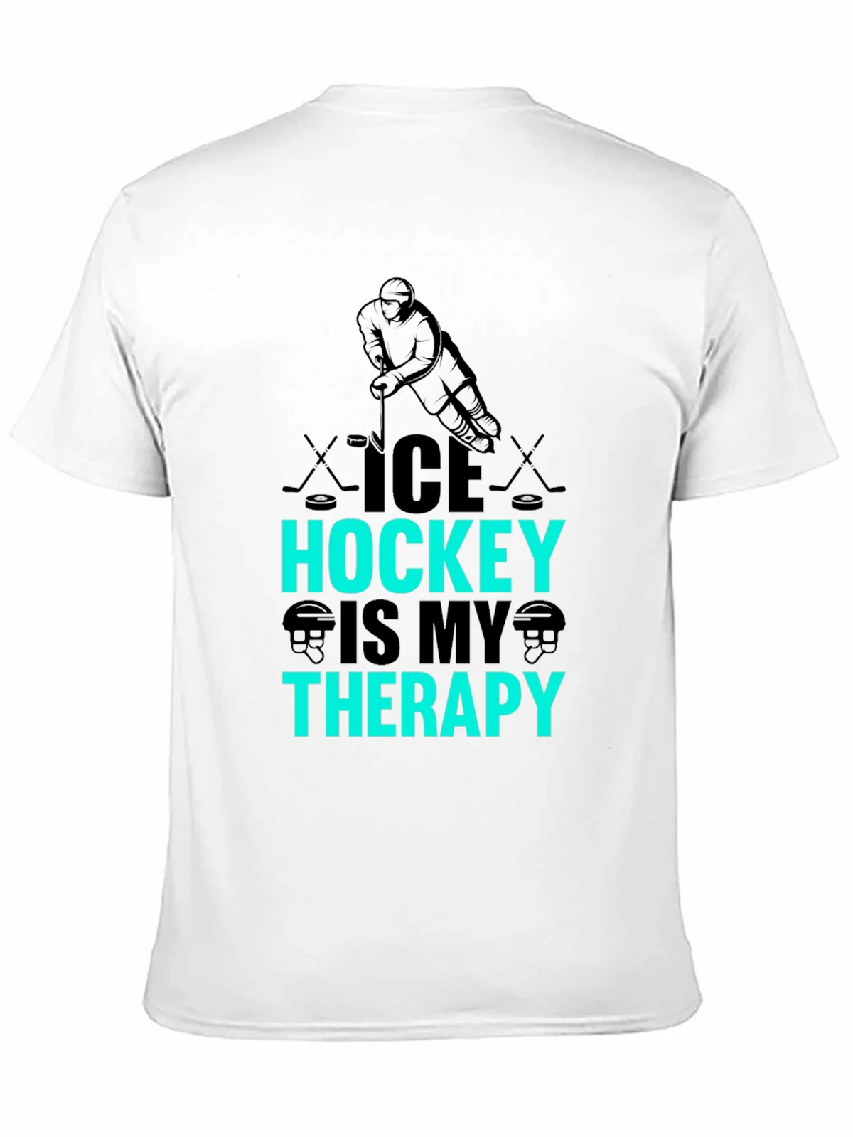 Ice Hockey Is My Therapy Black Graphic T-Shirt product image 8