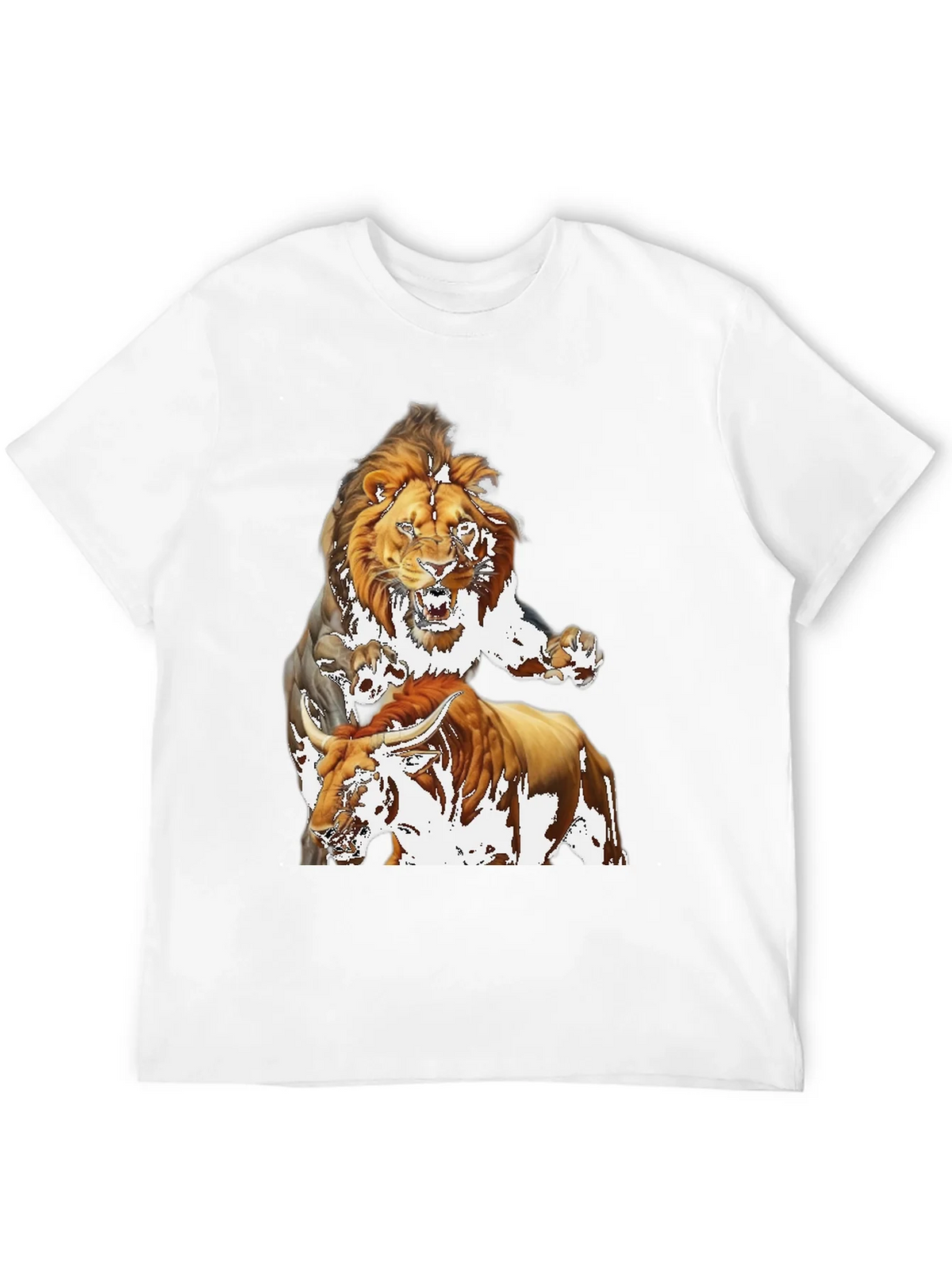 Lion & Bull Graphic Print Tee - Bold Black T-Shirt product image 11