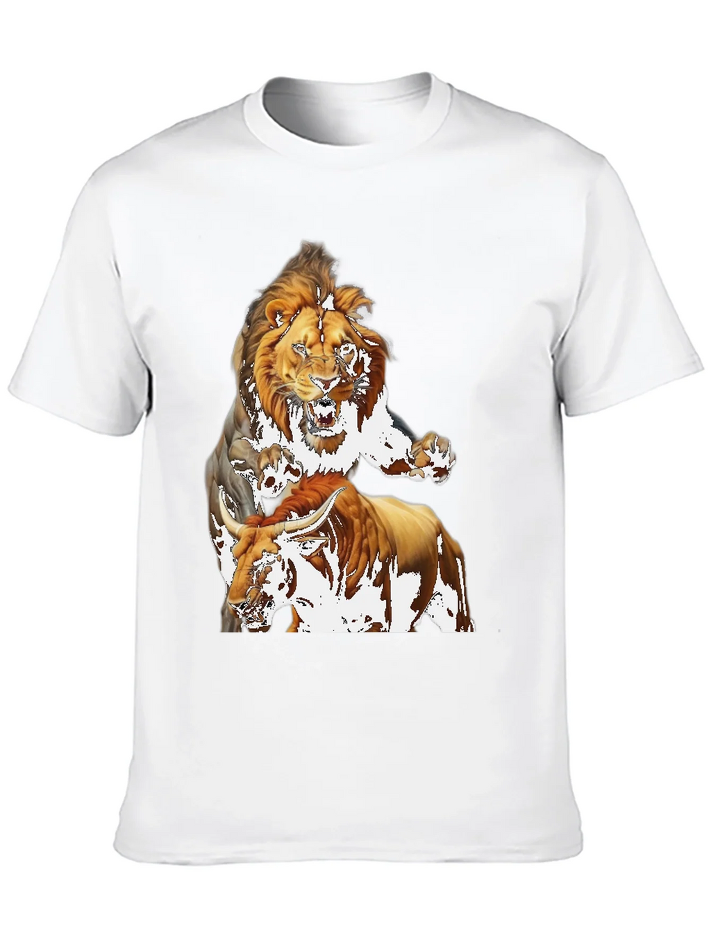 Lion & Bull Graphic Print Tee - Bold Black T-Shirt product image 9