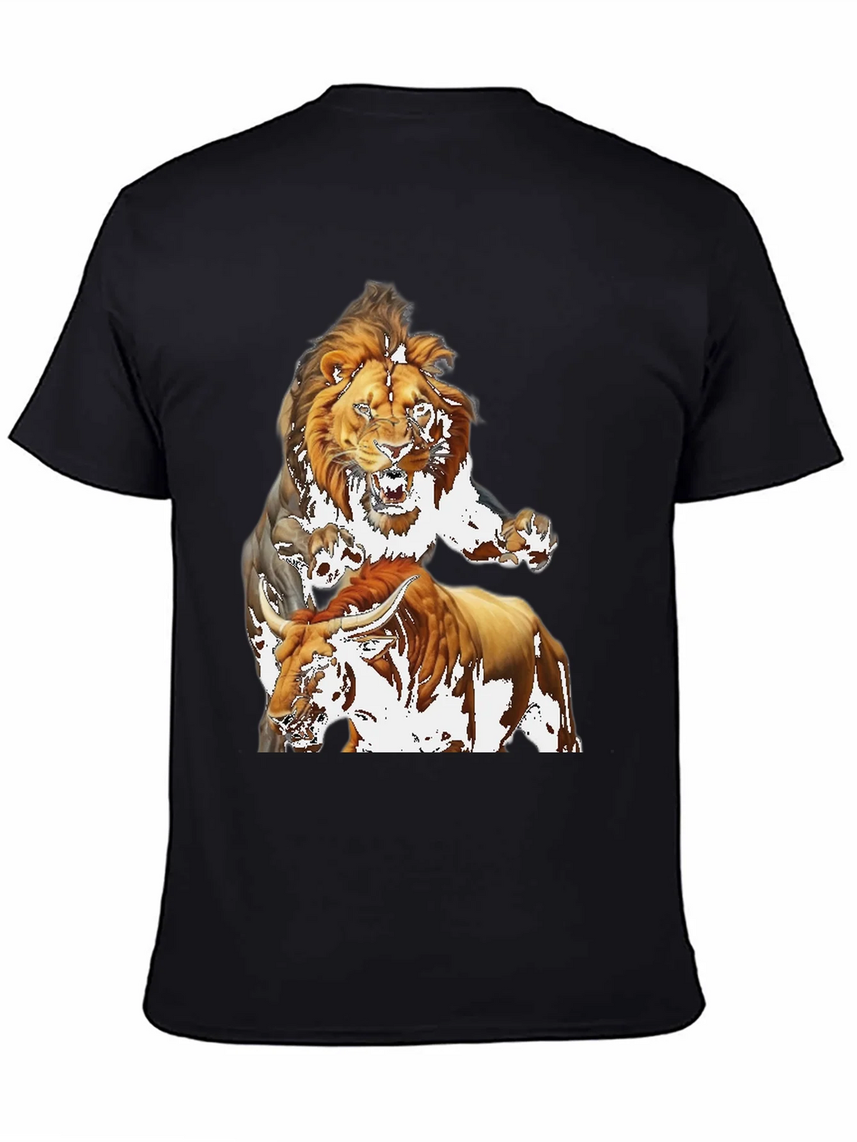 Lion & Bull Graphic Print Tee - Bold Black T-Shirt product image 4