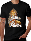 Lion & Bull Graphic Print Tee - Bold Black T-Shirt product image 1