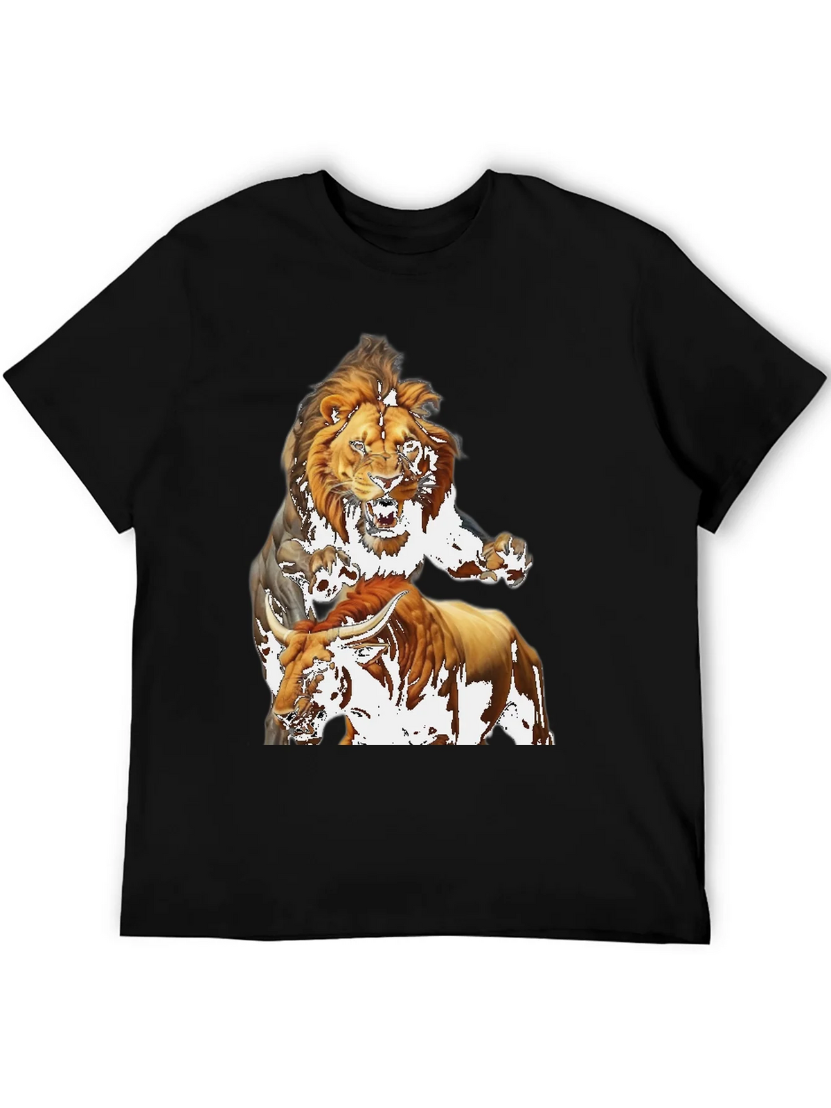 Lion & Bull Graphic Print Tee - Bold Black T-Shirt product image 5